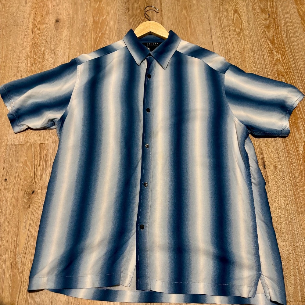 Blue White Striped Button Up
